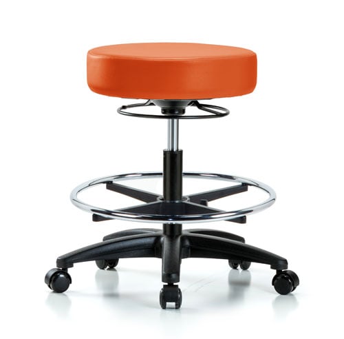 Vinyl Lab Stool without Back | Medium Bench Height with Chrome