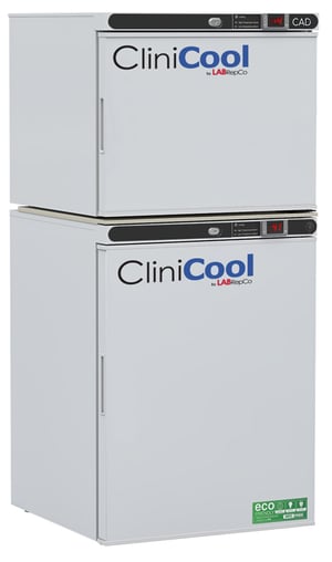 labrepco clinicool 7 cu.ft. Dual Temperature Pharmacy/Vaccine Refrigerator/Freezer Stacked Combo unit with solid doors