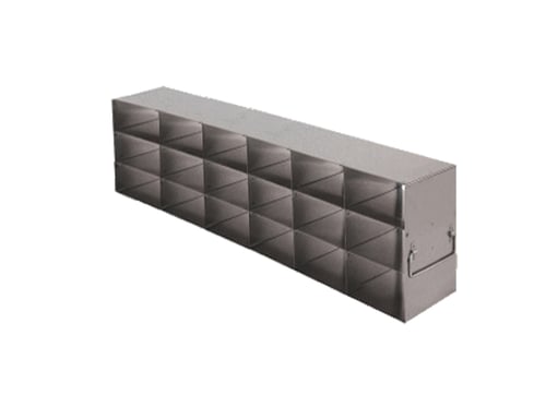 Stainless Steel Upright Freezer Rack for FluidX Boxes & Micronic Racks | 6 Boxes Deep x 3 Boxes High