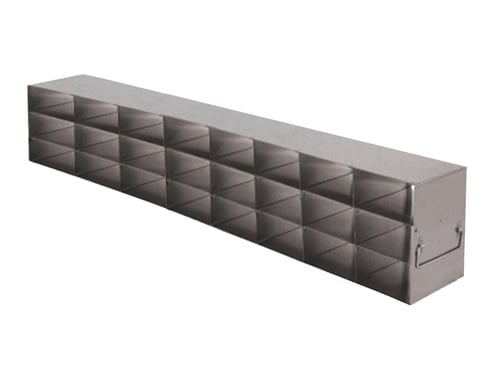 Stainless Steel Upright Freezer Rack for FluidX Boxes & Micronic Racks | 8 Boxes Deep x 3 Boxes High