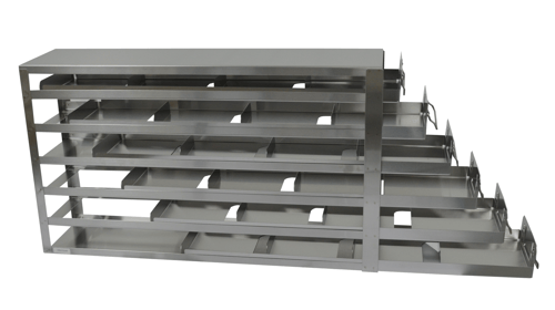 Upright Freezer Sliding Tray Drawer Rack for 2" Boxes | 4 Boxes Deep x 6 Boxes High | Rack Only