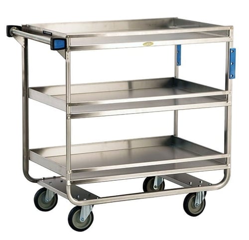 Lakeside 730 Heavy Duty Utility Cart w/ Guard Rails (22”x 38”) | 3 Shelves | 700 Lb Capacity