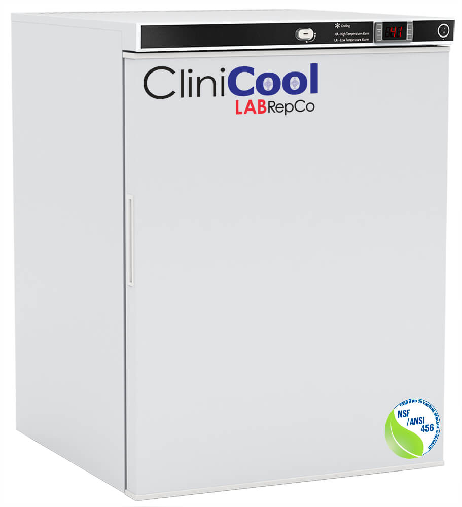 LabRepCo CliniCool© Series 4.6 Cu. Ft. Undercounter NSF Certified Pharmacy/Vaccine Refrigerator | Freestanding | Solid Door
