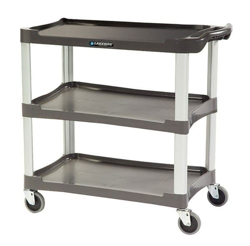 Lakeside 2503 Plastic Utility Cart (18"x 36") | 3 Shelves | 300 Lb Capacity