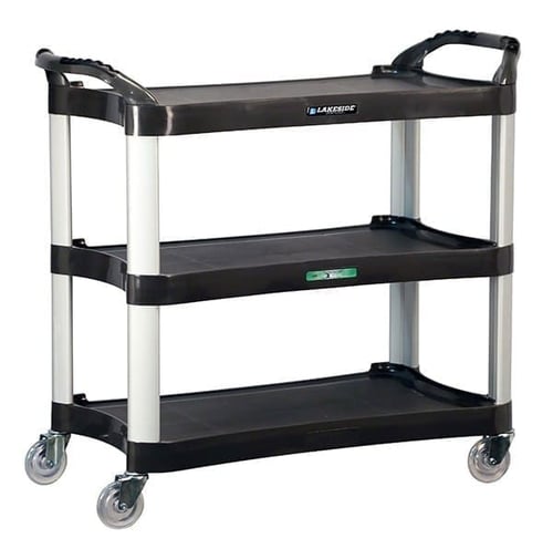 Lakeside 2512 Plastic Utility Cart (20"x 42") | 3 Shelves | 500 Lb Capacity