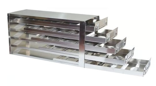 Upright Freezer Rack with Drawers for Standard 2" Boxes | Top-Loading Rack | Rack Only | 4 Boxes Deep x 5 Boxes High
