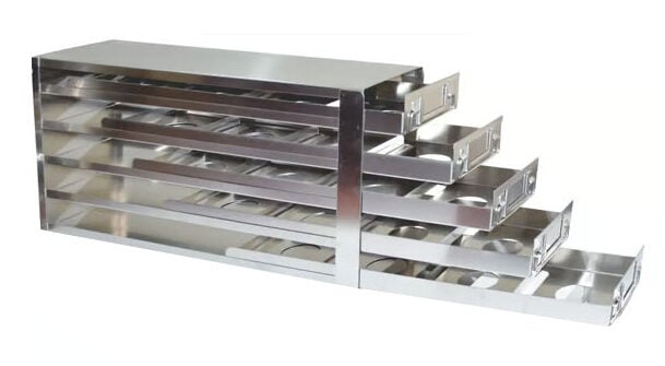 Upright Freezer Rack with Drawers for Standard 2" Boxes | Top-Loading Rack | Rack Only | 4 Boxes Deep x 5 Boxes High