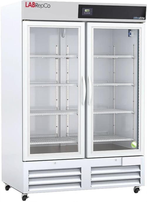 LabRepCo brand Ultra Elite Series 49 Cu. Ft. Laboratory Refrigerator with Hinged Glass Doors and energy star certification