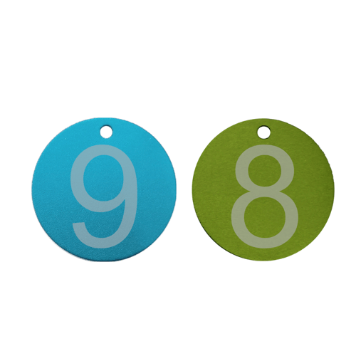 Anodized Aluminum Round Keychain Identifier for Freezer Racks | Numbers