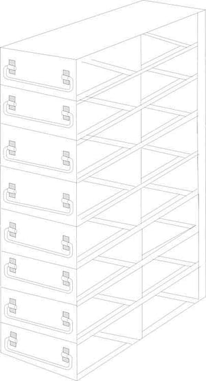 Upright Freezer Drawer Rack for 100-Place Slide Boxes | 2 Deep x 8 High | 16 Boxes Total