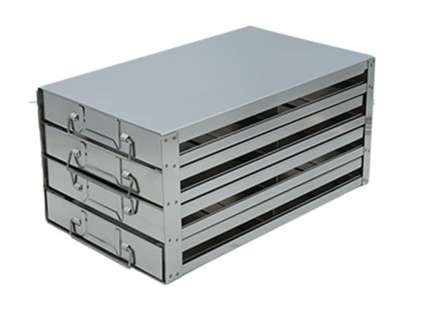Upright Freezer Drawer Rack for 100-Place Slide Boxes | 2 Deep x 4 High | 8 Boxes Total