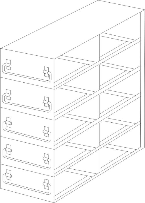 Upright Freezer Drawer Rack for 100-Place Slide Boxes | 2 Deep x 5 High | 10 Boxes Total