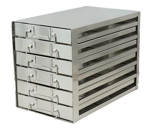 Upright Freezer Drawer Rack for 100-Place Slide Boxes | 2 Deep x 6 High | 12 Boxes Total