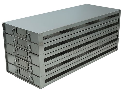 Upright Freezer Drawer Rack for 100-Place Slide Boxes | 3 Deep x 5 High | 15 Boxes Total
