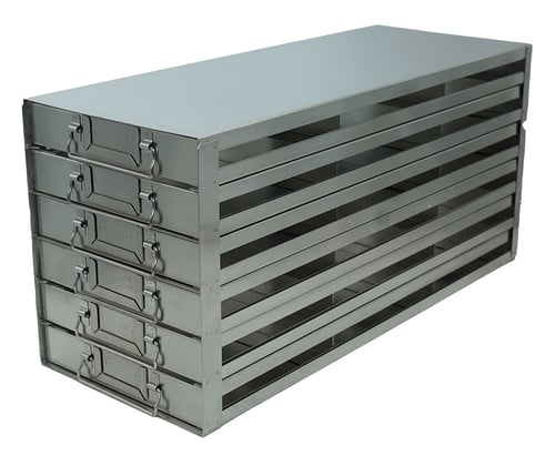 Upright Freezer Drawer Rack for 100-Place Slide Boxes | 3 Deep x 6 High | 18 Boxes Total