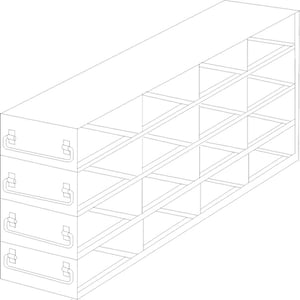 Upright Freezer Drawer Rack for 100-Place Slide Boxes | 4 Deep x 4 High | 16 Boxes Total