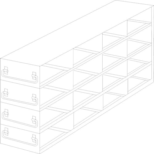 Upright Freezer Drawer Rack for 100-Place Slide Boxes | 4 Deep x 4 High | 16 Boxes Total