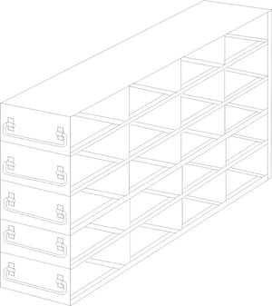 Upright Freezer Drawer Rack for 100-Place Slide Boxes | 4 Deep x 5 High | 20 Boxes Total