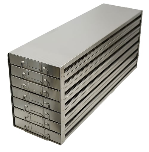 Upright Freezer Drawer Rack for 100-Place Slide Boxes | 4 Deep x 7 High | 28 Boxes Total