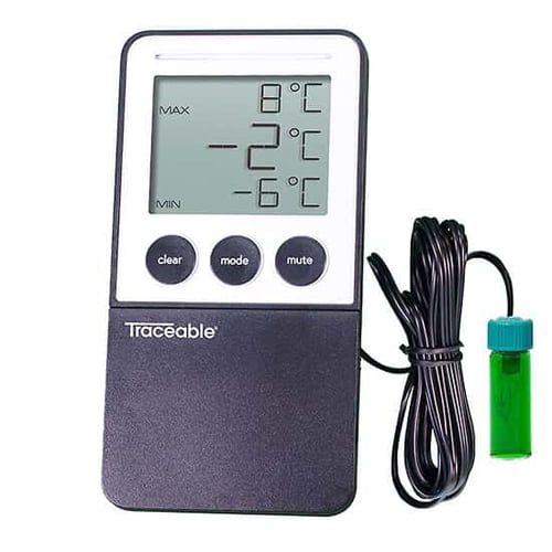Traceable Fridge/Freezer Digital Thermometer with 5 mL Vaccine Bottle Probe
