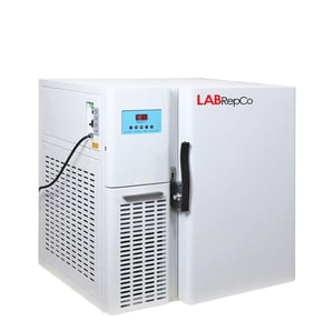 labrepco brand undercounter style ultra low temperature freezer with 3.39 cubic foot capacity and door closed