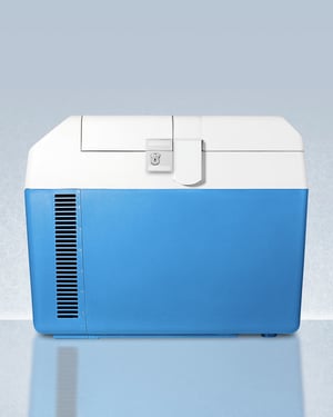 Accucold .88 cu.ft. Portable Freezer with white lid style top and blue body