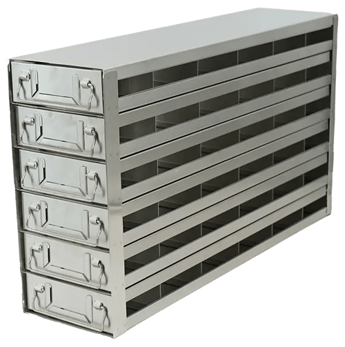 Upright Freezer Racks with 6 Drawers (6 Compartments Each) for 96 Deep- Well Microtiter Plates and Micronic LOBO Racks - Rack Only - 6 Plates Deep x 6 Plates High