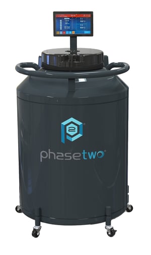 Phasetwo CRF6000 Cryogenic Rack Liquid Nitrogen Freezer with DLS3 Controller (Capacity: 6000 x 2.0 mL vials)