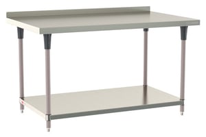 Metro TableWorx Stainless-Steel Laboratory Work Tables with Bottom Shelf & Backsplash | 36"W x60"L