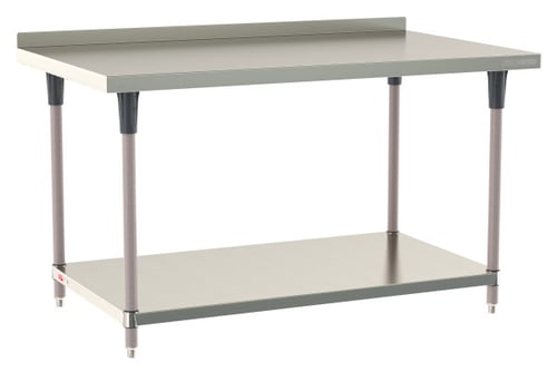 Metro TableWorx Stainless-Steel Laboratory Work Tables with Bottom Shelf & Backsplash | 36"W x60"L