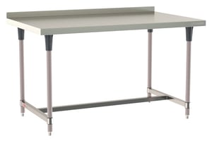 Metro TableWorx Stainless-Steel Laboratory Work Tables with H-Frame and Backsplash | 36"W x60"L