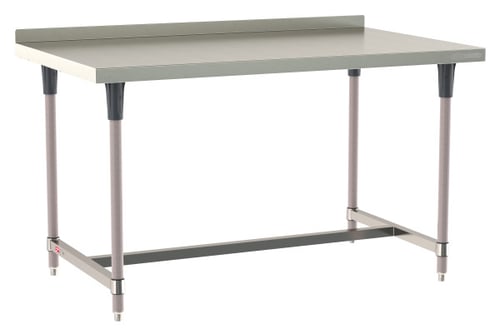 Metro TableWorx Stainless-Steel Laboratory Work Tables with H-Frame and Backsplash | 36"W x60"L