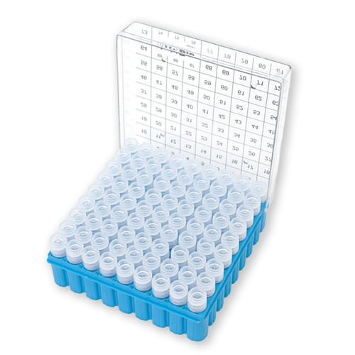Polycarbonate Cryo Storage Box, 100-Place (10 x 10) with Hinged Lid