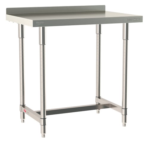 Metro TableWorx Stainless-Steel Laboratory Work Tables with H-frame & Backsplash | 24"W x36"L