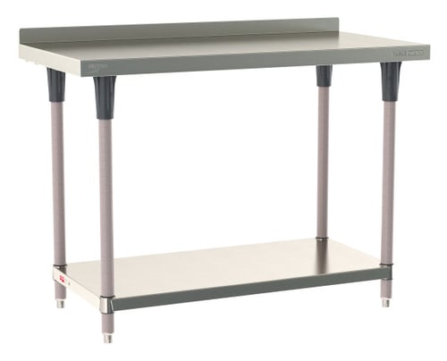 Metro TableWorx Stainless-Steel Laboratory Work Tables with Bottom Shelf & Backsplash | 24"W x 48"L