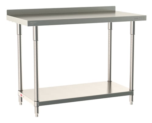 Metro TableWorx Stainless-Steel Laboratory Work Tables with Bottom Shelf & Backsplash | 24"W x 48"L