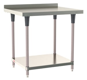 Metro TableWorx Stainless-Steel Laboratory Work Tables with Bottom Shelf & Backsplash | 30"W x36"L