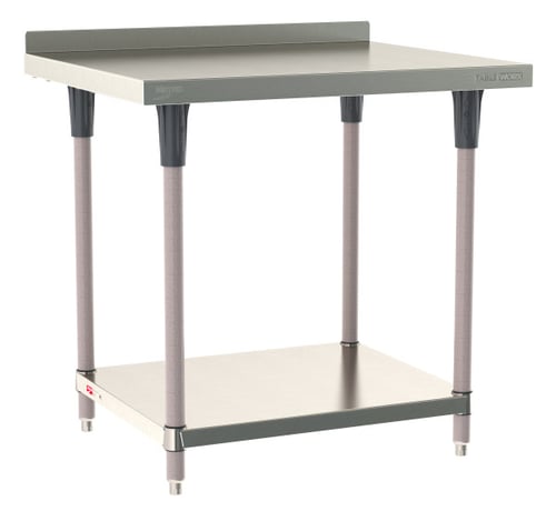 Metro TableWorx Stainless-Steel Laboratory Work Tables with Bottom Shelf & Backsplash | 30"W x36"L