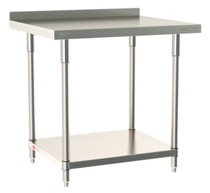 Metro TableWorx Stainless-Steel Laboratory Work Tables with Bottom Shelf & Backsplash | 30"W x36"L