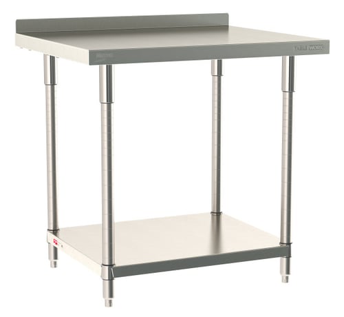 Metro TableWorx Stainless-Steel Laboratory Work Tables with Bottom Shelf & Backsplash | 30"W x36"L