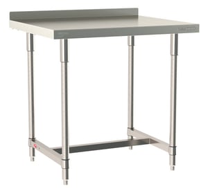 Metro TableWorx Stainless-Steel Laboratory Work Tables with H-Frame & Backsplash | 30"W x36"L