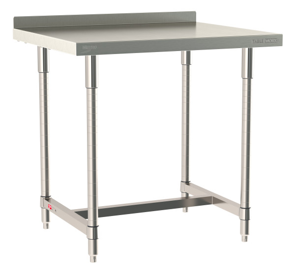 Metro TableWorx Stainless-Steel Laboratory Work Tables with H-Frame & Backsplash | 30"W x36"L