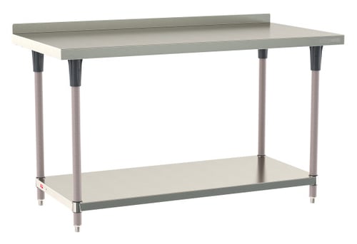 Metro TableWorx Stainless-Steel Laboratory Work Tables with Bottom Shelf & Backsplash | 24"W x60"L