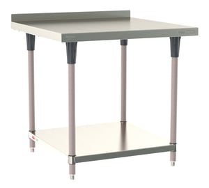 Metro TableWorx Stainless-Steel Laboratory Work Tables with Bottom Shelf & Backsplash | 36"W x 36"L