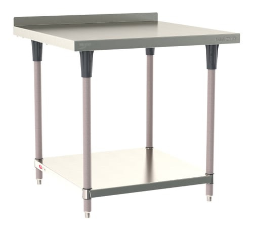Metro TableWorx Stainless-Steel Laboratory Work Tables with Bottom Shelf & Backsplash | 36"W x 36"L