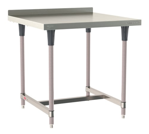 Metro TableWorx Stainless-Steel Laboratory Work Tables with H-Frame & Backsplash | 36"W x 36"L