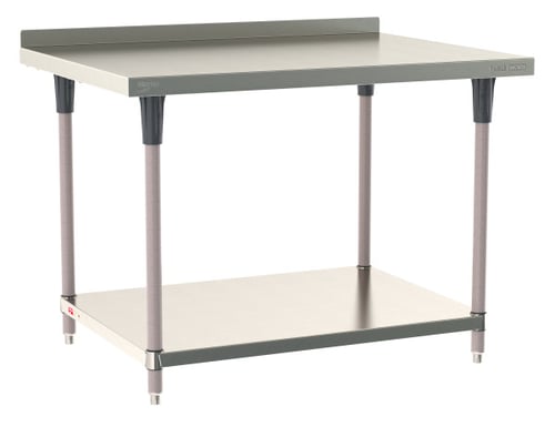 Metro TableWorx Stainless-Steel Laboratory Work Tables with Bottom Shelf & Backsplash | 30"W x48"L