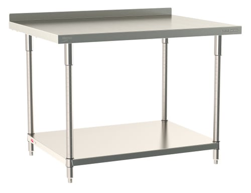 Metro TableWorx Stainless-Steel Laboratory Work Tables with Bottom Shelf & Backsplash | 36"W x48"L