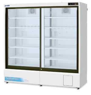 PHCbi MPR Series TwinGuard Eco 41.1 Cu. Ft. Pharmaceutical Refrigerator with large Sliding Glass Doors that are closed