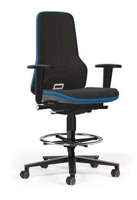 Bimos Neon Series Laboratory Chair Plus 9573+ | Desk-to-Bench Height | Freewheeling Casters | Black Vinyl | With 4D Arms